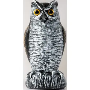 8.3" Fake Owl Statue for Garden – Brown & White Plastic Owl Decoration for Porch, Pool, Patio & Yard. Halloween Outdoor Decor & Bird Deterrent for Plants. Lightweight & Weather-Resistant.