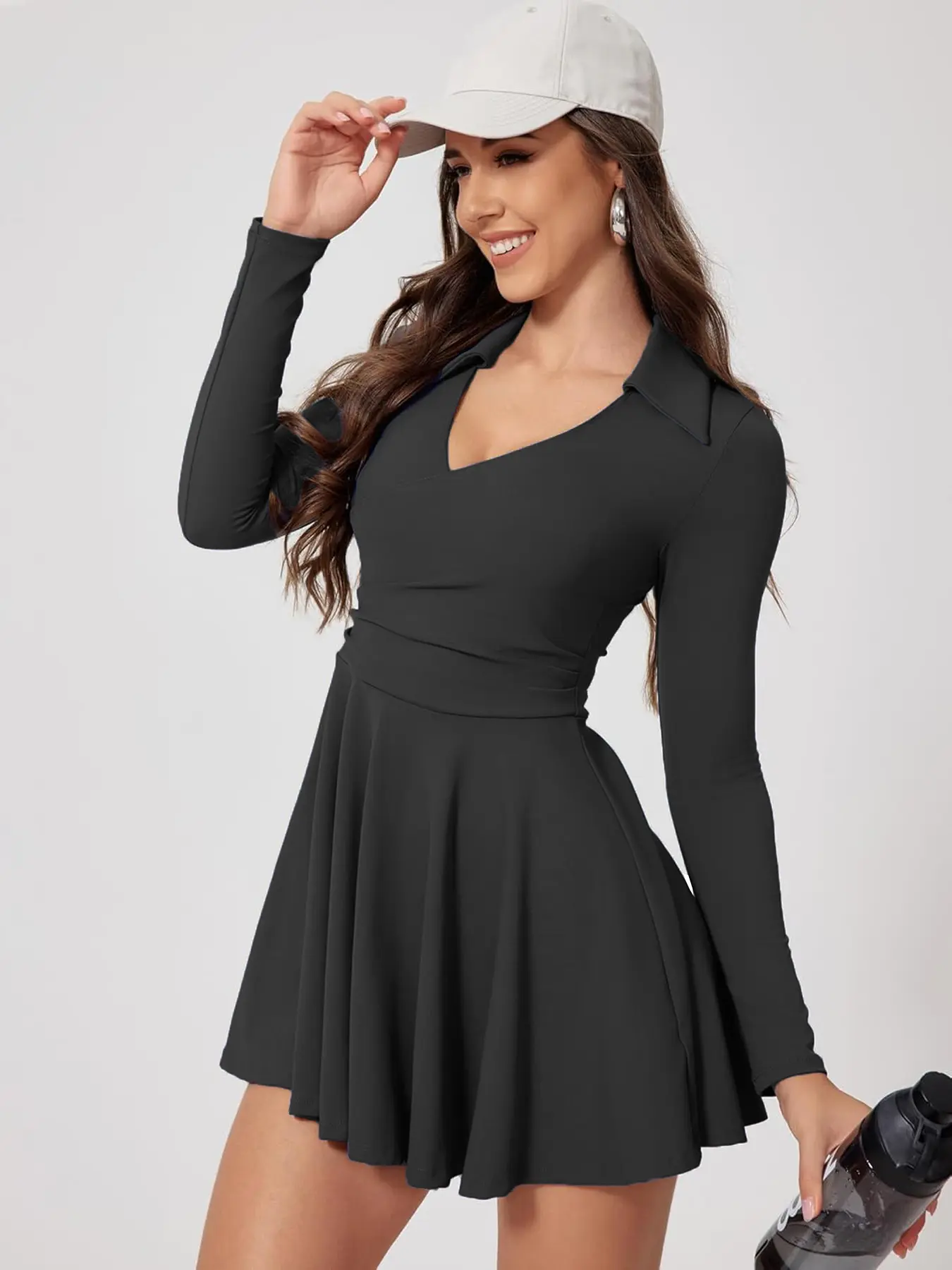 Women's Golf Tennis Dress Polo Collar Long Sleeve A-Line Mini Exercise  Athletic Dresses With Pockets Shorts 2 Piece Sets Outfits Clothes - TikTok  Shop