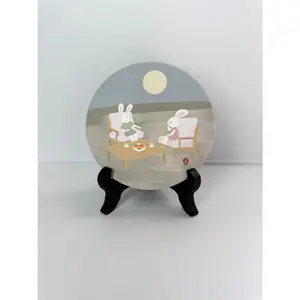 Moonlit Jade Rabbits Ceramic Coaster