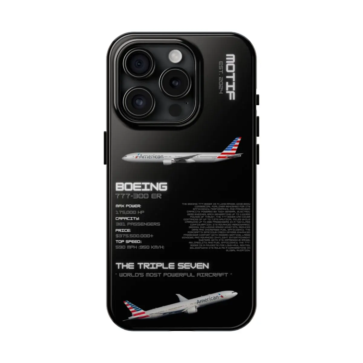 MOTIF Boeing 777-300ER Aircraft Collection Case - Luxury Protection for Wireless Smartphone Use