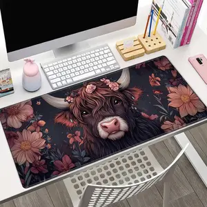 Highland Cow Pattern Mouse Pad, Rectangle Gaming Mouse Pad, Non-Slip Mousepad, Office Desk Keyboard Mouse Mat