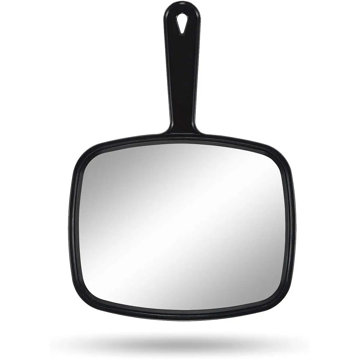 10.3" L x 7.4" W Hand Mirror for Home and Barber, Black | Hand Mirrors with Handle, Barber Accessories, Hair Salon Supplies, Distortion-Free Glass, Makeup Mirror for Women Men