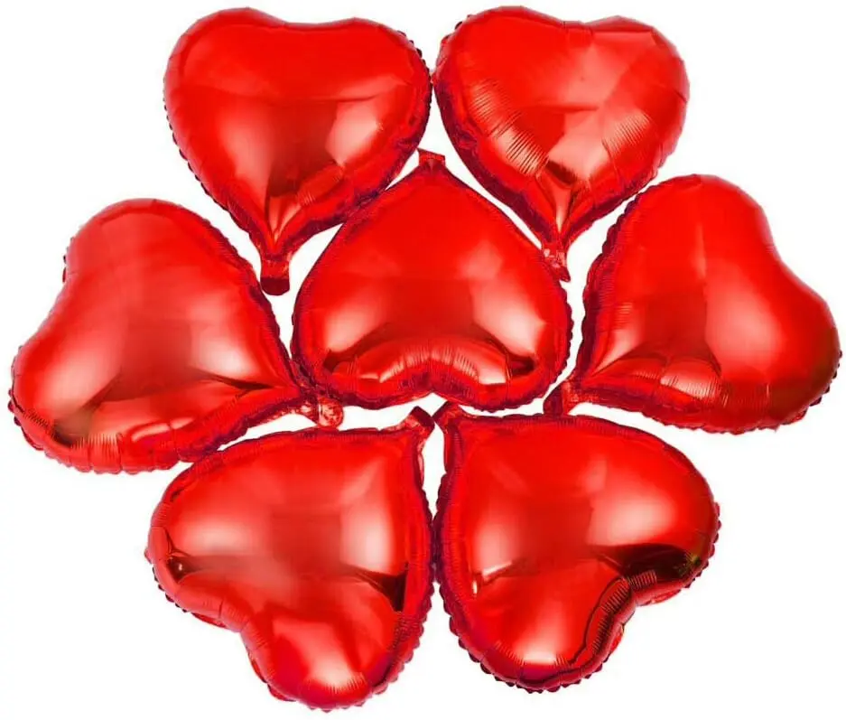 Red Heart Foil Mylar Balloons - Self-Sealing Prop for Valentines Day, Wedding Favors & Decorations, 50-Count Photo Gifts