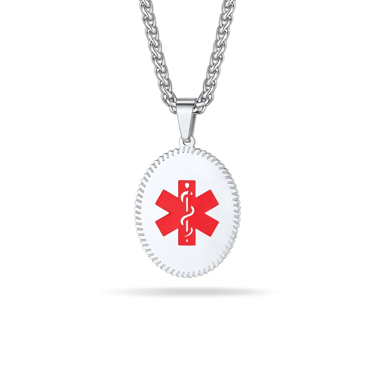 PROSTEEL Medical Alert Pendant Necklace Stainless Steel Oval Necklaces Jewelry Unisex For Men Women with Gift Box