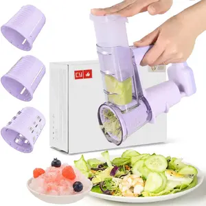 Electric Vegetable Chopper, 1 Set Handheld Salad Maker, Vegetable Cutter, Electric Salad Machine with Ice Shaving Blade, 3 Blades for Fruits, Vegetables