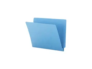 Smead 25010 Colored File Folders, Straight Cut, Reinforced End Tab, Letter, Blue, 100/Box