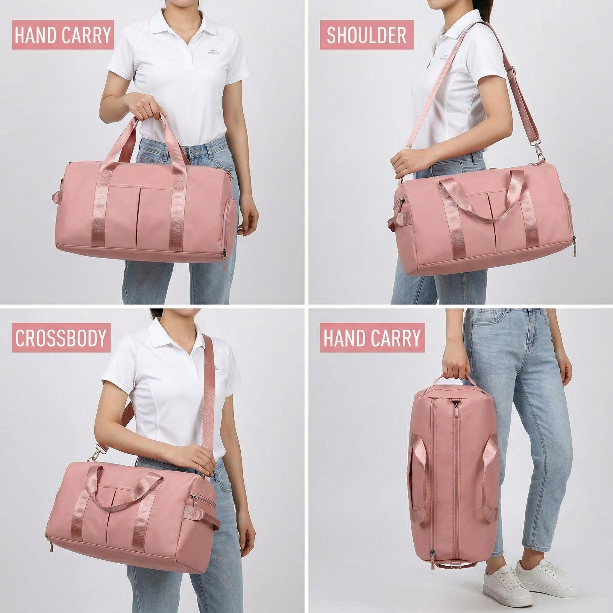 Versatile Gym Bag with Shoe Compartment, Travel Duffel Bag for Weekender, Waterproof Carry on Overnight Bag with Wet Pocket, Multi-functional Hospital Bags for Labor and Delivery