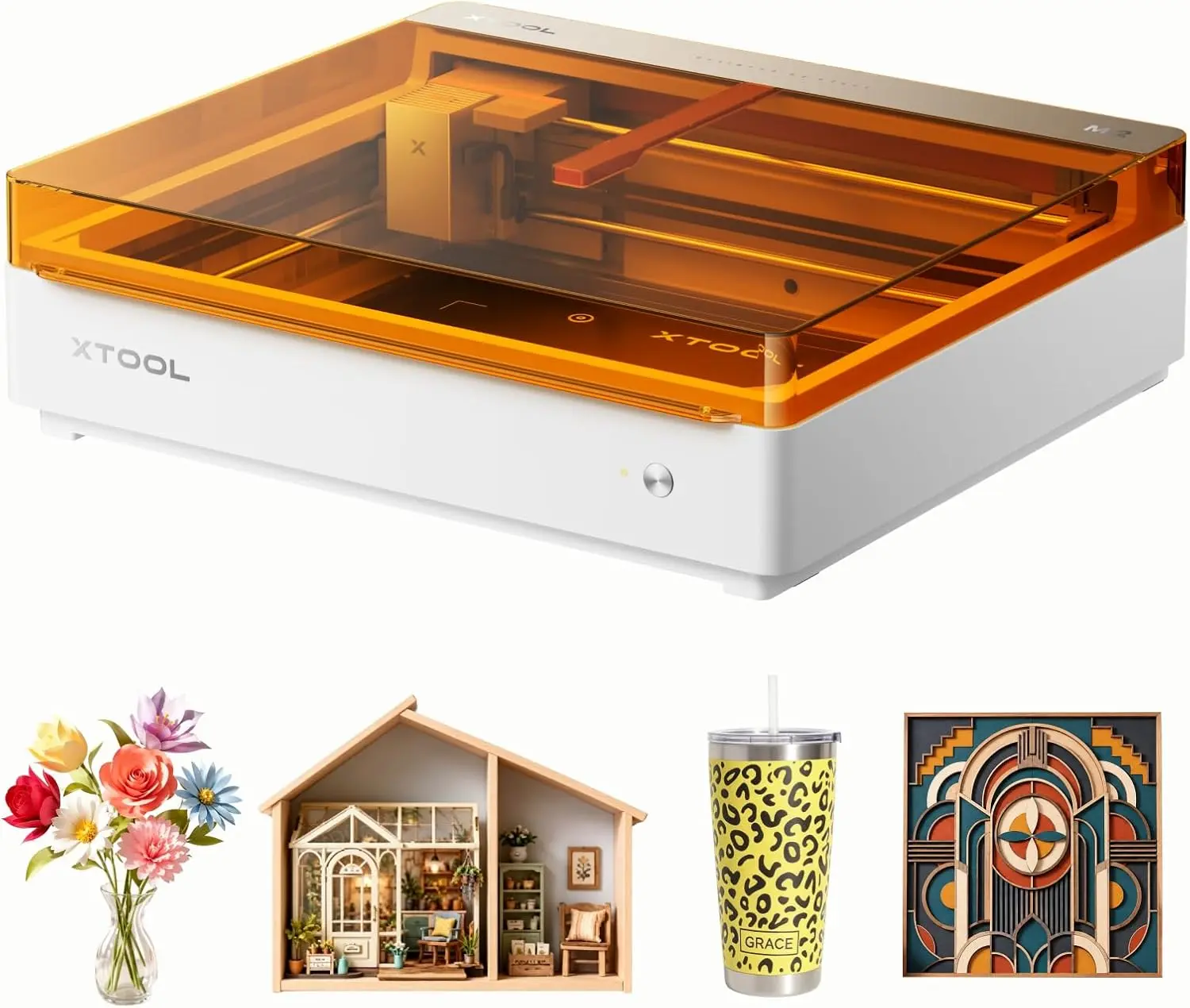 Xtool M2 10W Laser Engraver, Built-In Dual Cameras, Class 1 Enclosed Safe Laser Engraving Machine for DIY Craft on Wood, Leather, Felt, Fabric, Paper xTool