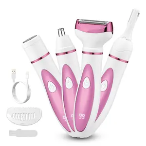 4 in 1 Electric Hair Remover, 1 Box USB Rechargeable Hair Removal Tool with Digital Display, Professional Epilator, Personal Care Appliances for Women