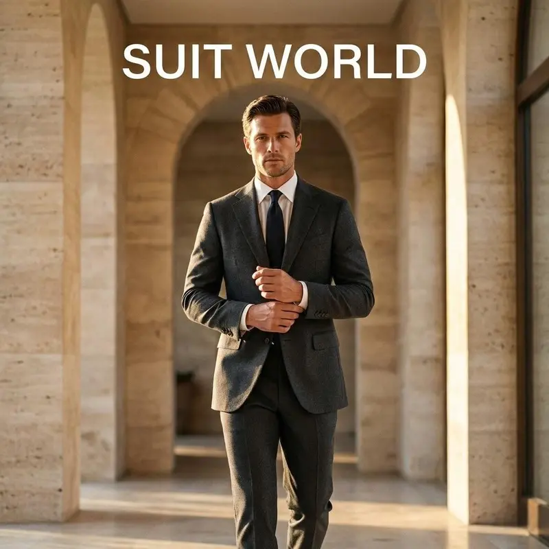 Douglas&Grahame Men's 98% Wool 2-Piece Suit, Perfect Fit Single-Breasted Two-Button Notch Lapel Blazer & Dress Pants, Business Office Wedding Groom Formal Suit