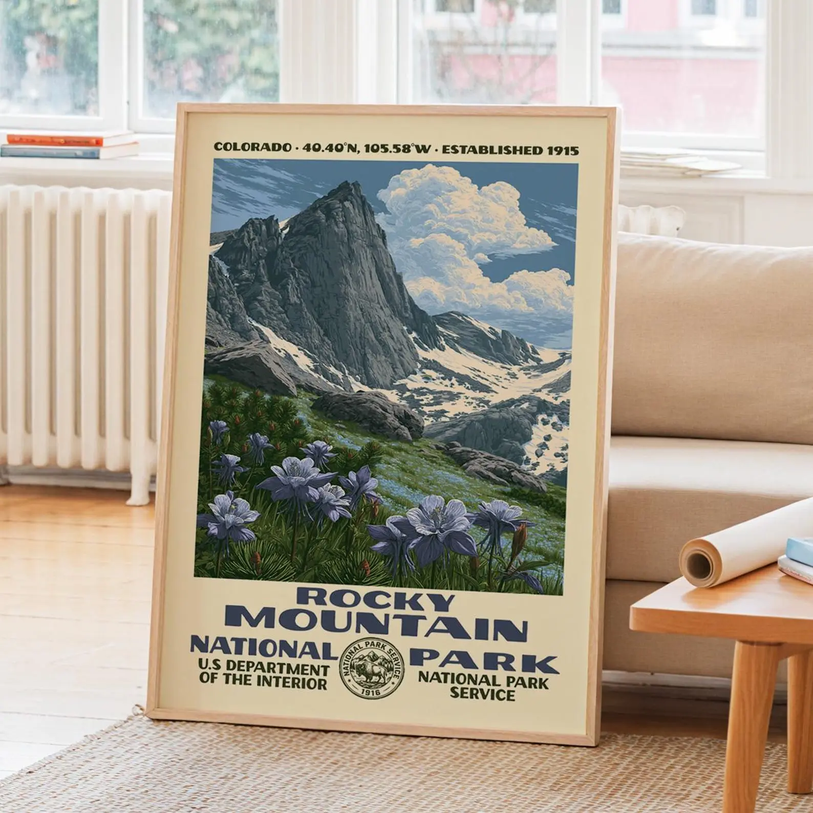 Rocky Mountain National Park Glossy Poster | Vintage WPA Landscape Wall Art | Retro Travel Decor