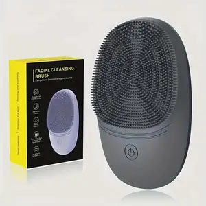 Electric Soft Silicone Facial Cleansing Brush with Soundwave technology Vibration - Ergonomic Deep Cleansing Face Scrubber, Soft Bristles for Sensitive Light Beige, Battery-Powered (AAA), Light Beige Exfoliation, Vibrant Packaging, Durable Skincare Tool