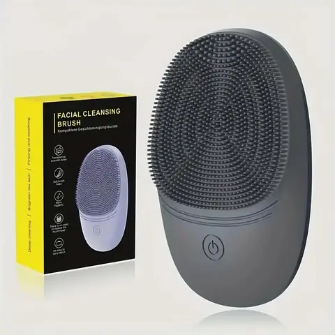 Electric Soft Silicone Facial Cleansing Brush with Soundwave Vibration - Ergonomic Deep Cleansing Face Scrubber, Face Exfoliator Scrubber, Soft Bristles for Sensitive Light Beige, Battery-Powered (AAA), Exfoliation, Durable Skincare Tool, Face Wash Brush