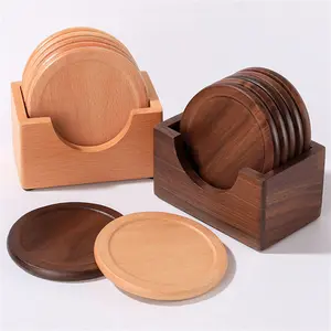 SongTai  Beech Wood Coaster, Cup Holder, Heat-Resistant Mat for Coffee Cups and Teacups, Durable and Exquisite Plates Rustic Charger Faux