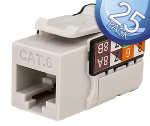 Vertical Cable CAT6 RJ45 Keystone Jack Ethernet Network Connector - Gray - 25 Pack