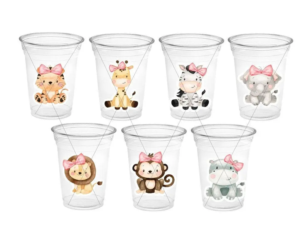 GIRL SAFARI PARTY Cups  - Safari Birthday Cups Safari Birthday Safari Party Safari Decorations Safari Baby Shower Safari Favors Jungle Party