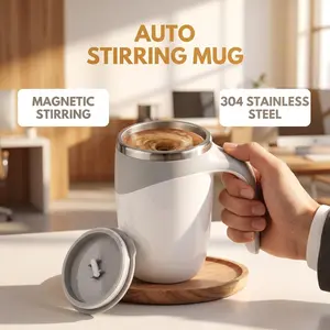 Automatic Magnetic Stirring Coffee Mug - Leak-Proof Electric Coffee Cup - Battery Operated Mixer for Coffee, Tea, Hot Chocolate, Milk