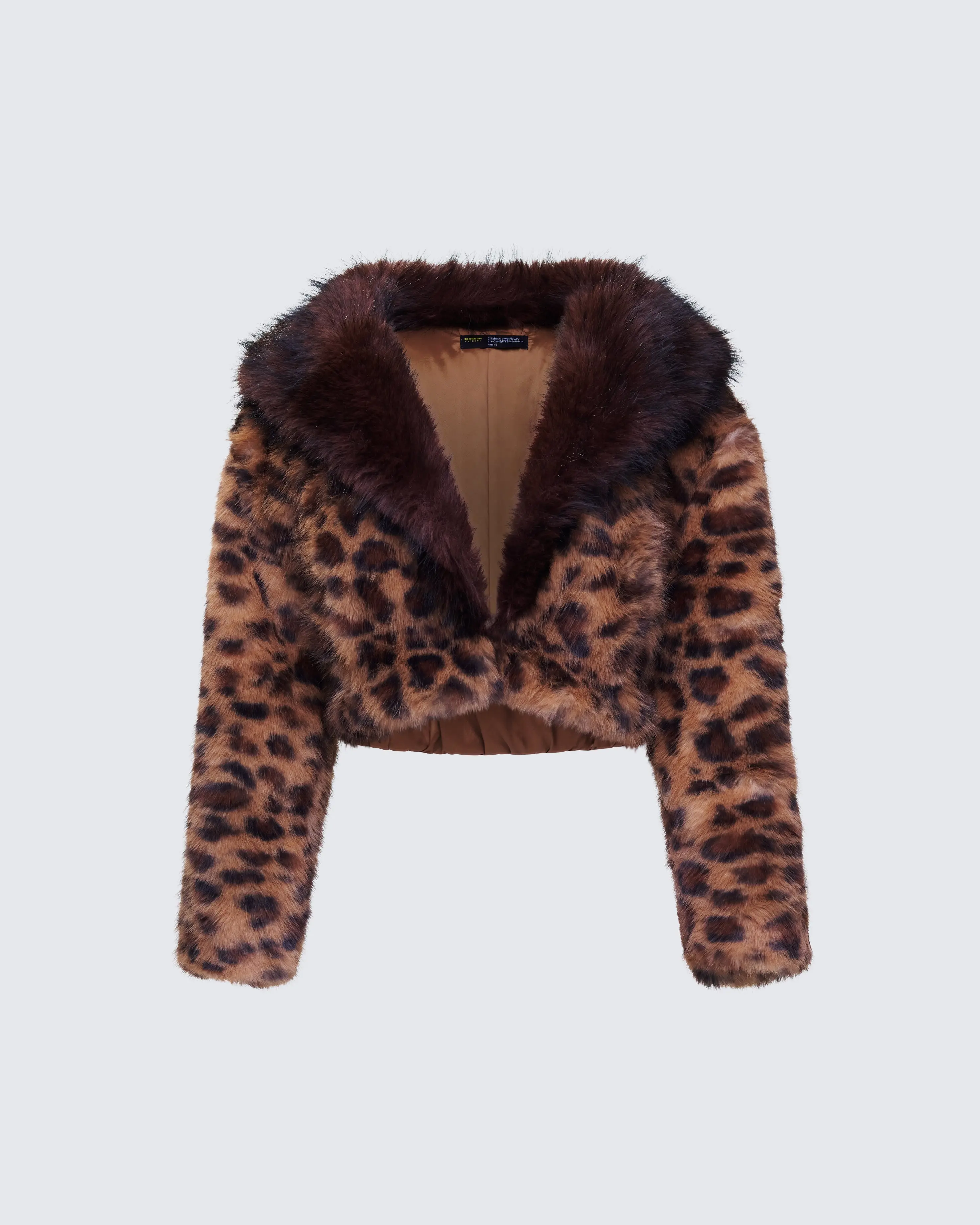Kenza Brown Faux Leopard Fur Jacket