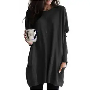 Womens Long Sleeve Long Tunic Tops for Leggings Plus Size Tunics Shirt with Pockets