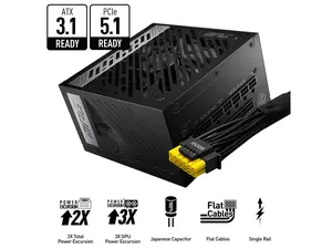 MSI - MPG A850G PCIE5, 80+ GOLD Full Modular Gaming PSU, 12V-2x6 Cable, 5080 5070 ATX 3.1 & PCIE 5.1 Ready, 850W Power Supply, 10 Year Warranty