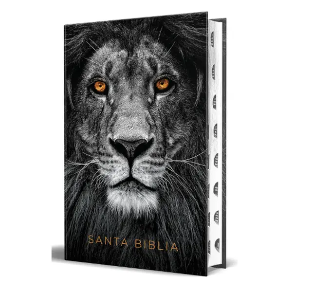 Biblia RVR 1960 letra grande tamaño manual, tapa dura León de Juda con índice / Spanish Bible RVR 1960 Handy Size Large Print Hardcover Lion of Judah with In Hardcover