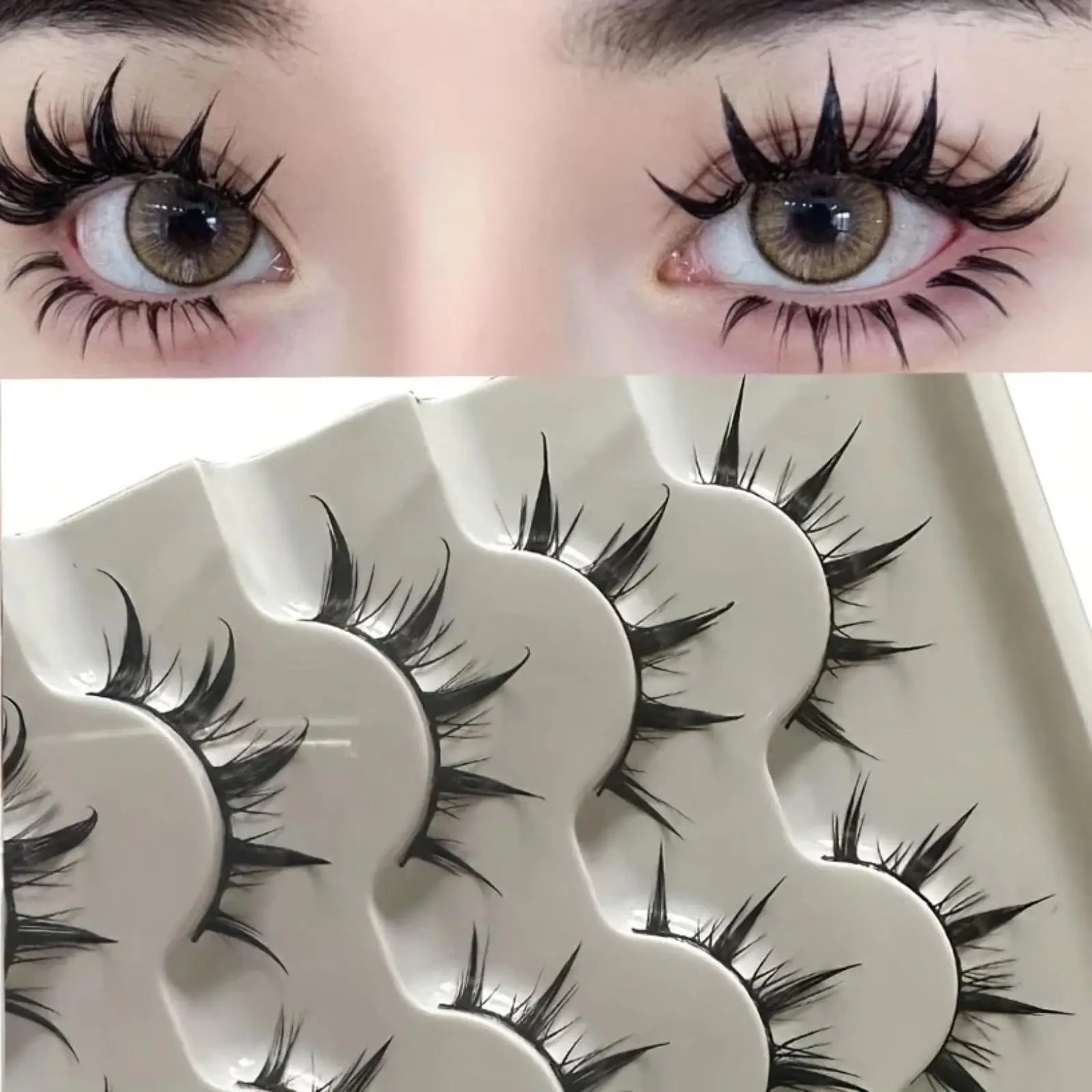 Anime-Inspired False Eyelashes 5 Pairs Comic Eye Cos Faux Lashes Demon Style Volumizing Lengthening 2026 New