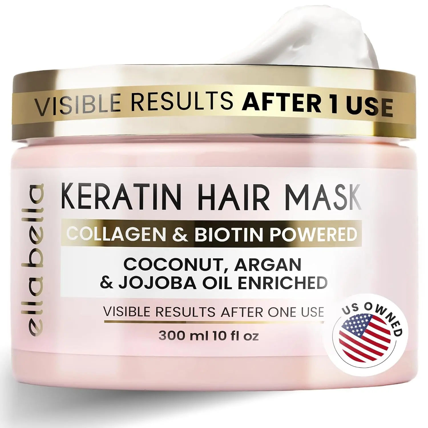 ELLA BELLA Keratin Hair Mask – Deep Conditioning Hair Treatment & Hair Repair Mask for Dry, Damaged, Curly, and Color-Treated Hair – Hydrating Deep Conditioner for Softness, Shine & Growth