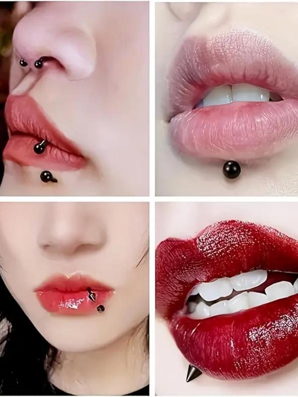 40-Piece Minimalist Stainless Steel Nose Studs and Lip Rings Set, Hypoallergenic Body Jewelry for Men and Women, Versatile Piercing Accessories, Nose Piercings Kit