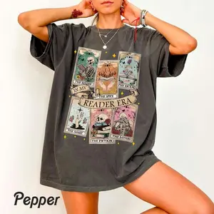 The Reader Tarot Card Comfort Color T-Shirt, Skeleton Reading Shirt, Unisex Tarot Card Shirt, Book Lover Gift, Tarot Lover