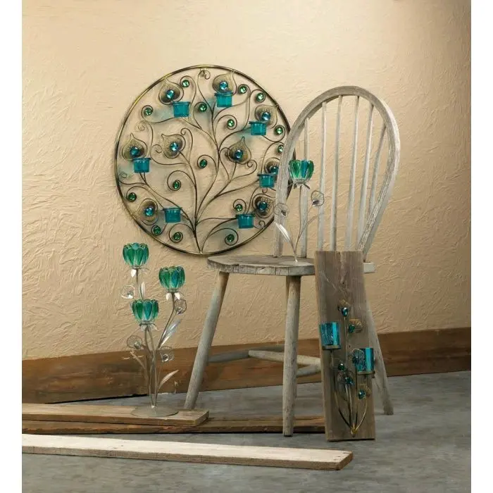 Blue green crystal wall sconce