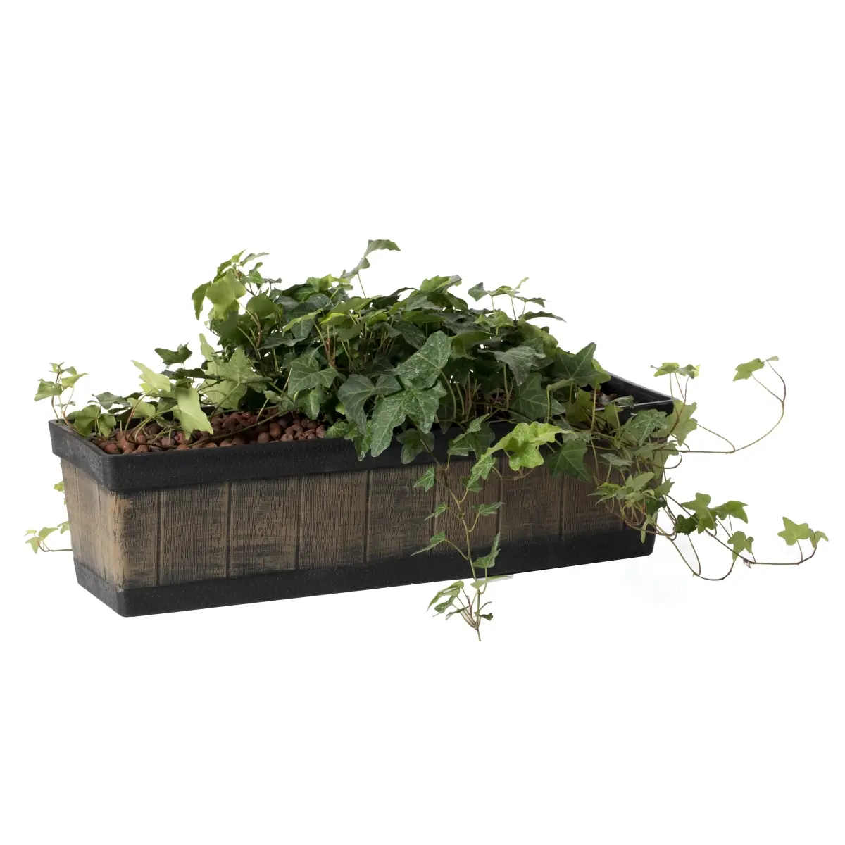 Gardenised QI004121.L Large Basic Style Plastic Planter Box - 2 lbs, 24" x 7.5" x 6.75", Weatherproof Indoor/Outdoor Rectangle Trough for Outdoor Decor, Fits Herbs & Veggies, Brown, Flower Pots & Planters