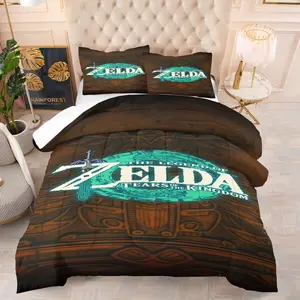 The Legend of Zelda Comforter Set,Including 1 Quilt and 1 or 2 Pillowcases Without Pillows,Suitable as Fashionable Bedding Set for Family or Friends,Soft and Warm Bedroom Decoration for Gaming Enthusiasts