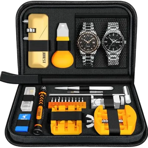 JOREST Watch Repair Tool Kit, Battery Replacement & Strap Adjustment, Wrench Opening Back Cover, Case Opener, Link Remover, Bracelet Resizing, Band Pin Removal, Screwdriver, Spring Bar