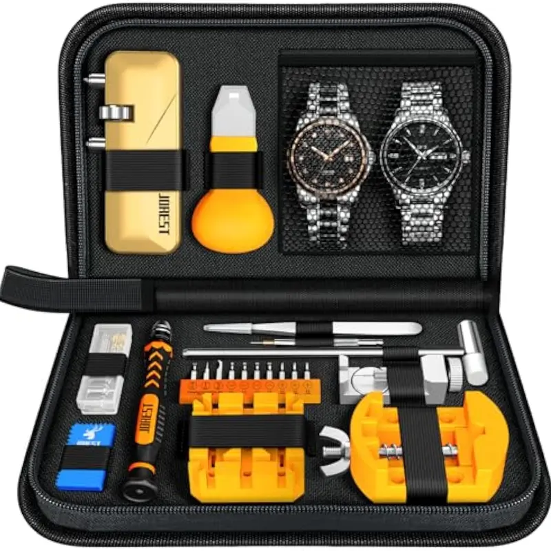 JOREST Watch Repair Tool Kit, Battery Replacement & Strap Adjustment, Wrench Opening Back Cover, Case Opener, Link Remover, Bracelet Resizing, Band Pin Removal, Screwdriver, Spring Bar