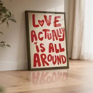 Wooden Acrylic Framed Canvas Painting, Retro Style, Love Painting Poster, Vintage Letters Print, Letter Cross Print, Wall Art Decor Living Room Bedroom Office, Home Decoration, Perfect Gift