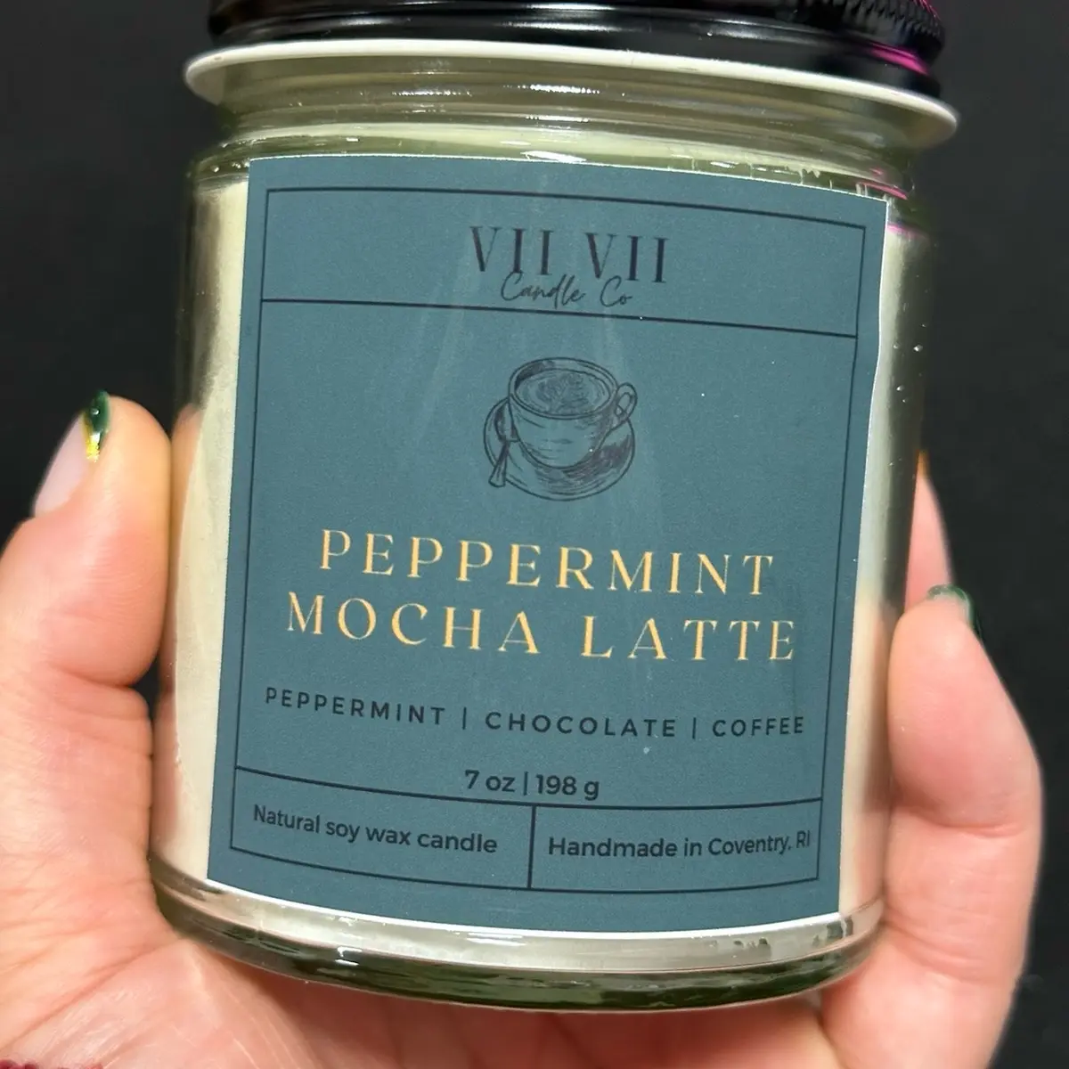 Peppermint Mocha Latte Soy Wax Candle- Peppermint- Chocolate- Coffee