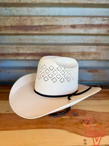 Los Vaqueros Straw Hat Tall Crown Shooting Diamond White