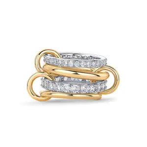 FREEKISS Interlocked Stackable  for Women - Statement Multi Ring Mixed Metals Stack - Cubic Zirconia Stacking Jewelry For Summer and Mother‘s Day Gift summervibes
