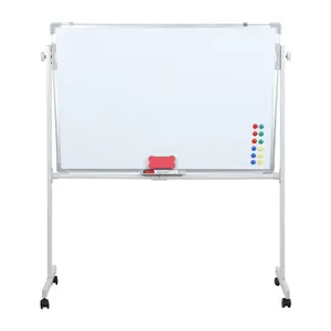 Rolling Whiteboard, White Board with Wheels, Mobile Whiteboard with Stand, Portable Magnetic Dry Erase Board on Wheels, with 5 Markers, 12 Magnetic Nails & 1 Eraser