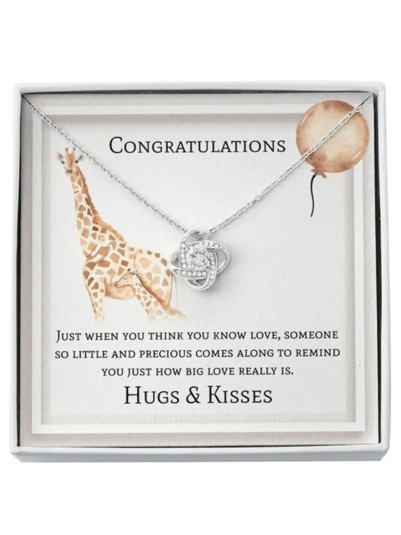 Pregnancy Announcement Gift  Love Knot Necklace with Message Card and Gift Box Baby Shower Gift Pregnancy Congratulations Jewelry for Expectant Mom
