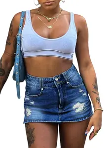 YMZFITTING 2026 Women's High-Waisted, Stretchy, Distressed Denim Shorts — Stylish & Comfortable, Elastic Waistband, Edgy Street Style, Casual Wear, Slim Fit Slim