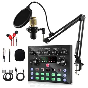V8S Live Sound Card Podcast Equipment Bundle, Live Broadcast Device,Live Streaming for Computers Smartphone Wireless Bluetooth Connections,YouTube TikTok Twitch Gaming DJ Audio Recording, Broadcasting
