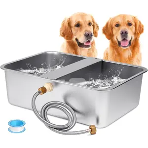 6 Gal Automatic  Water Bowl Dispenser Stainless Steel  Waterer for Large Breed Dogs, Outdoor  Bowl for Cats Pets Livestock Chicken