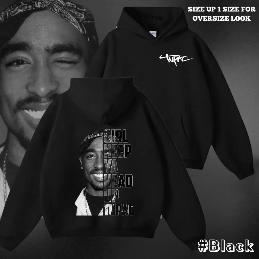 2Pac “Keep Ya Head Up” Graphic Hoodie – Iconic Black Streetwear with Tupac’s Message of Hope