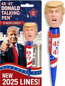 Donald Trump Talking Pen - Fathers Day Gift for Dad - Press His Hair & Hear 8 Real Voice Quotes - Funny Political Gag Gift for Men, Unique Trump Gifts, Novelty Desk Toy & Office Conversation Starter (Trump 45-47 Edition)