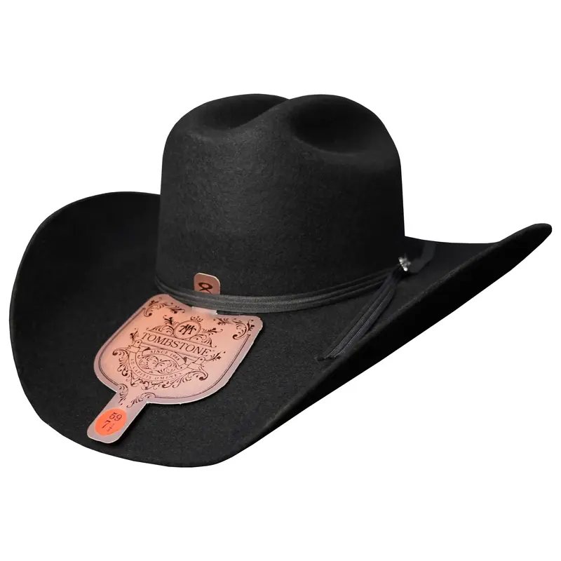 Tombstone Roper 10X Black Finest Wool Cowboy Hat Style 4.25" Brim 4.75" Short Crown Texana Cowboy Hat Sombrero