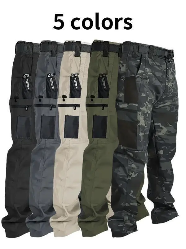 Men's Multi-Pocket Cargo Hiking Pants - Lightweight, Water-Resistant Outdoor Tactical Work Trousers for Camping, Fishing