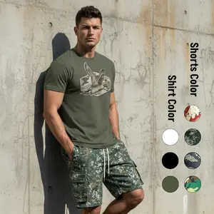 Men’s Camouflage Cargo Shorts Set with Southern Boy Graphic Tee – Casual Hunting Style Summer Outfit,  Breathable, Gym Set,  Streetwear, Gift For Him