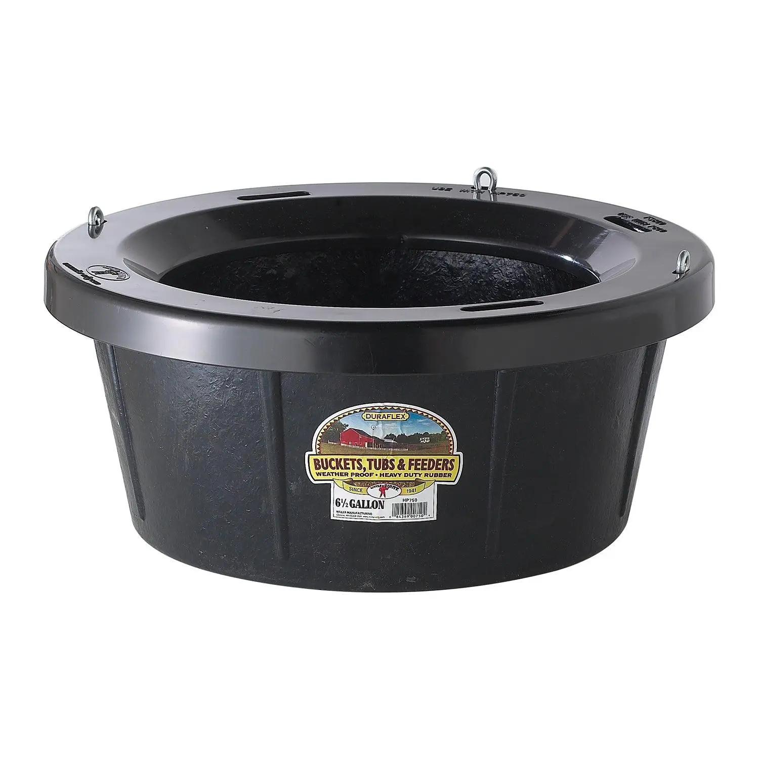 Little Giant Rubber Tub with Metal Hanging Hooks 6.5 Gallon Capacity, Black Little Giant Rubber Tub with Metal Hanging Hooks 6.5 Gallon Capacity, Black