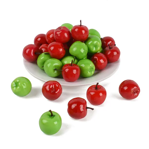 20PCS Artificial Mini Apples Simulation 1.5” Fruit Fake Apples, Green+Red Home Decoration Ornaments